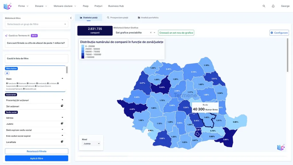 Screenshot filtre și rezultate PASP