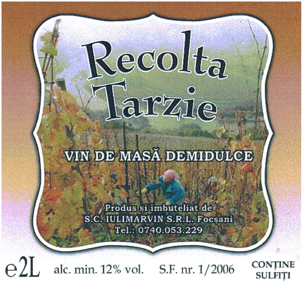 Recolta Tarzie VIN DE MASĂ DEMIDULCE