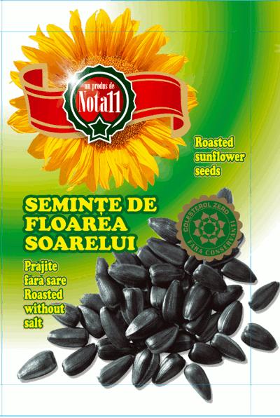 un produs de Nota11 SEMINŢE DE FLOAREA SOARELUI Prăjite fara sare Roasted without salt Roasted sunflower seeds