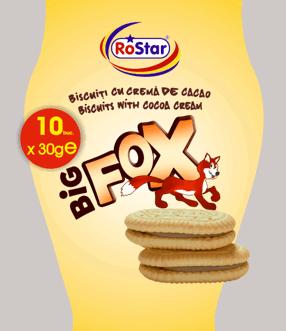 RoStar BIG FOX BISCUIŢI CU CREMĂ DE CACAO BISCUITS WITH COCOA CREAM