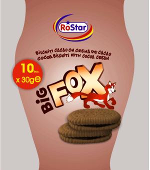 RoStar BIG FOX BISCUIŢI CACAO CU CREMĂ DE CACAO COCOA BISCUITS WITH COCOA CREAM