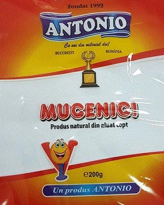Mucenici Antonio Produs natural din aluat copt Fondat 1992 Cu noi din mileniul doi! Un produs ANTONIO