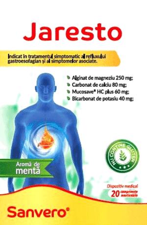Sanvero Jaresto Aromă de mentă Indicat în tratamentul simptomatic al refluxului gastroesofagian şi al simptomelor asociate Dispozitiv medical