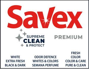 Savex SUPREME CLEAN & PROTECT PREMIUM WHITE EXTRA FRESH BLACK & DARK ODOR DEFENCE WHITES & COLORS SEMANA PERFUME FRESH COLOR COLOR & CARE PURE & CLEAN