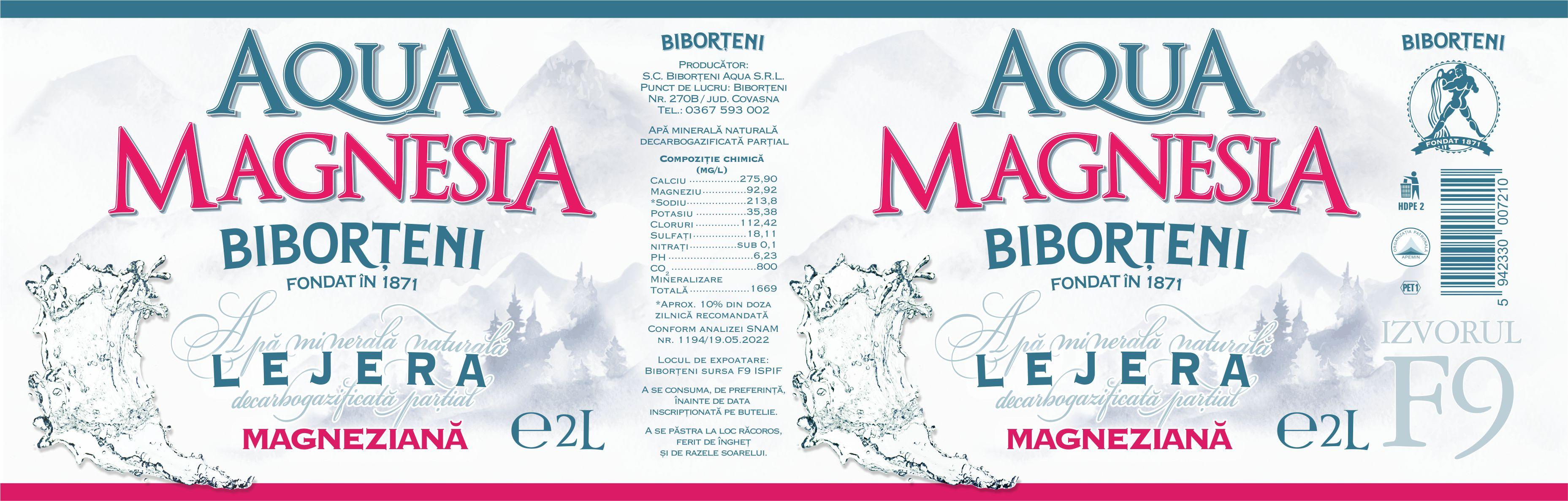 AQUA MAGNESIA LEJERA BIBORȚENI FONDAT ÎN 1871 MAGNEZIANA