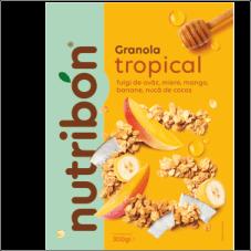 NUTRIBON Granola Tropical fulgi de ovăz, miere, mango, banane, nucă de cocos