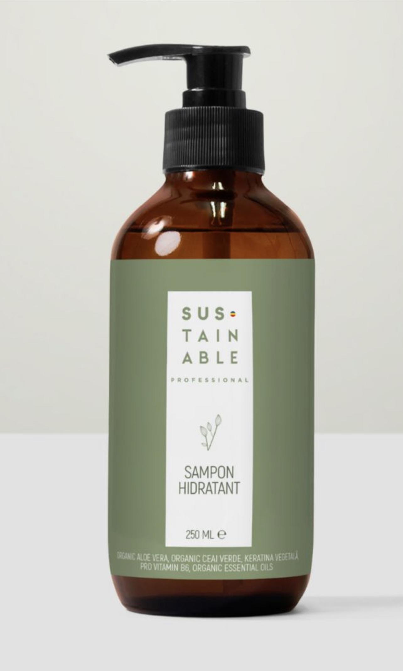 SUS.TAIN ABLE PROFESSIONAL SAMPON HIDRATANT  250ML ORGANIC ALOE VERA, ORGANIC CEAI VERDE, KERATINA VEGETALA, PRO VITAMIN B6, ORGANIC ESSENTIAL OILS