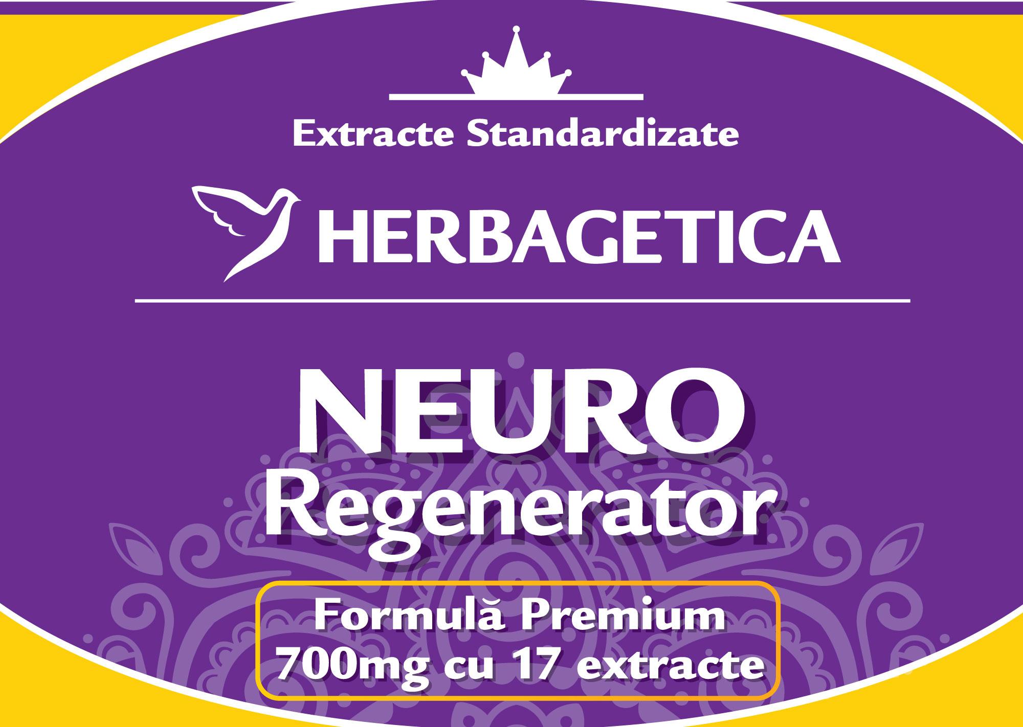 Extracte Standardizate HERBAGETICA NEURO Regenerator Formulă Premium 700mg cu 17 extracte