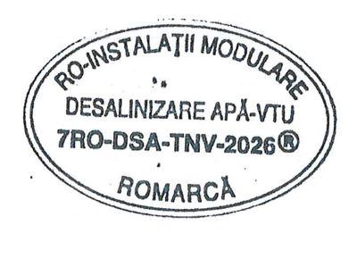 RO-INSTALAȚII MODULARE DESALINIZARE APĂ-VTU 7RO-DSA-TNV-2026 ROMARCĂ