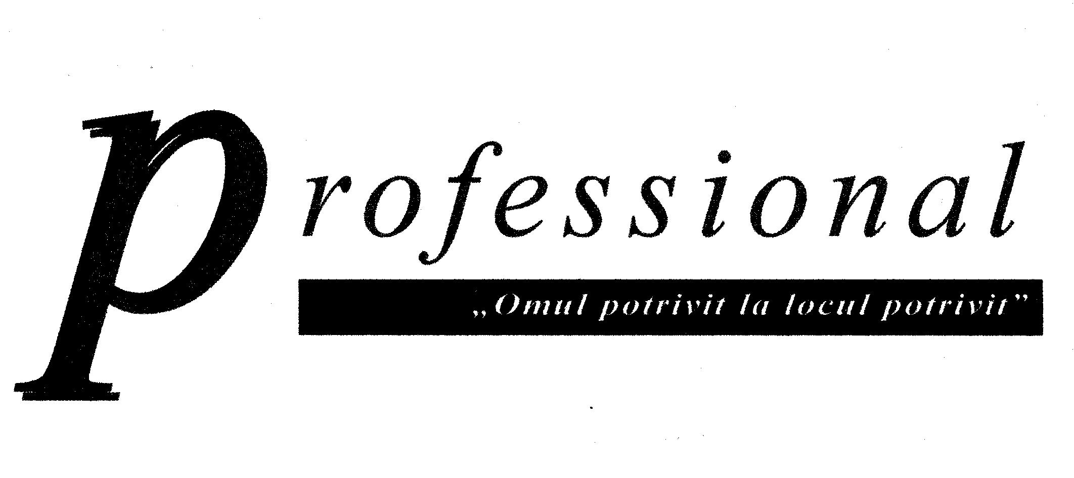 PROFESSIONAL OMUL POTRIVIT LA LOCUL POTRIVIT